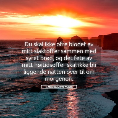 Picture 05 - 2 Mosebok 23:18 NORSK - Du skal ikke ofre blodet av mitt slaktoffer - Bible Verse Picture