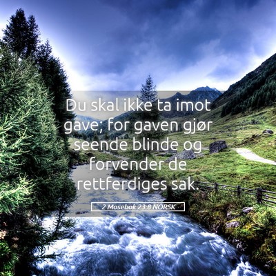 Picture 05 - 2 Mosebok 23:8 NORSK - Du skal ikke ta imot gave; for gaven gjør seende - Bible Verse Picture