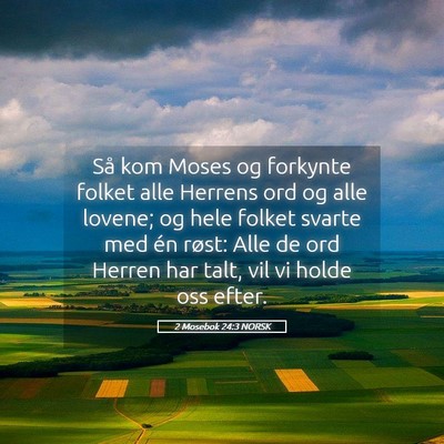 Picture 05 - 2 Mosebok 24:3 NORSK - Så kom Moses og forkynte folket alle Herrens ord - Bible Verse Picture