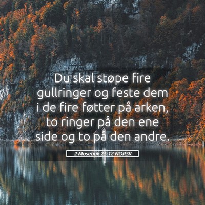 Picture 05 - 2 Mosebok 25:12 NORSK - Du skal støpe fire gullringer og feste dem i de - Bible Verse Picture