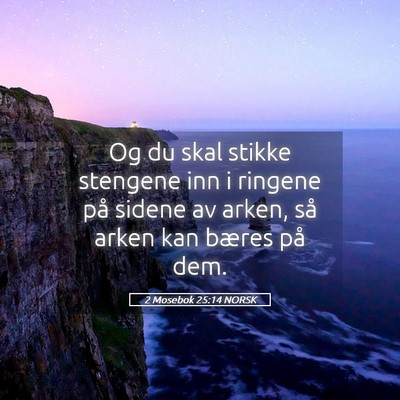 Picture 05 - 2 Mosebok 25:14 NORSK - Og du skal stikke stengene inn i ringene på - Bible Verse Picture