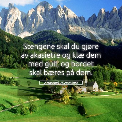 Picture 05 - 2 Mosebok 25:28 NORSK - Stengene skal du gjøre av akasietre og klæ dem - Bible Verse Picture