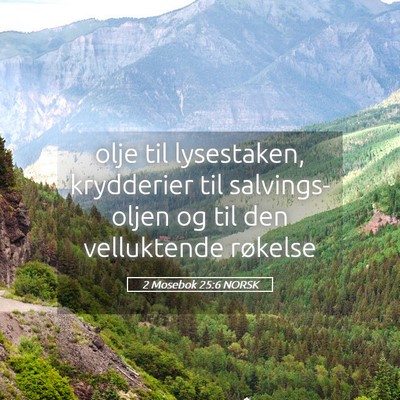 Picture 05 - 2 Mosebok 25:6 NORSK - olje til lysestaken, krydderier til - Bible Verse Picture