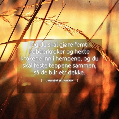 Picture 05 - 2 Mosebok 26:11 NORSK - Og du skal gjøre femti kobberkroker og hekte - Bible Verse Picture