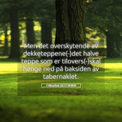 Picture 05 - 2 Mosebok 26:12 NORSK - Men det overskytende av dekketeppene(-)det halve - Bible Verse Picture