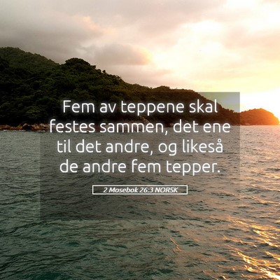 Picture 05 - 2 Mosebok 26:3 NORSK - Fem av teppene skal festes sammen, det ene til - Bible Verse Picture
