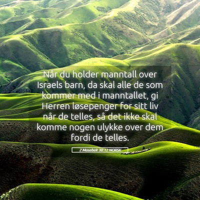 Picture 05 - 2 Mosebok 30:12 NORSK - Når du holder manntall over Israels barn, da - Bible Verse Picture