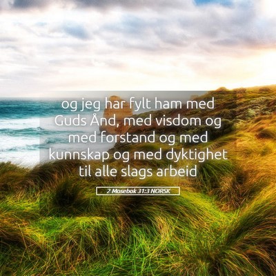 Picture 05 - 2 Mosebok 31:3 NORSK - og jeg har fylt ham med Guds Ånd, med visdom og - Bible Verse Picture