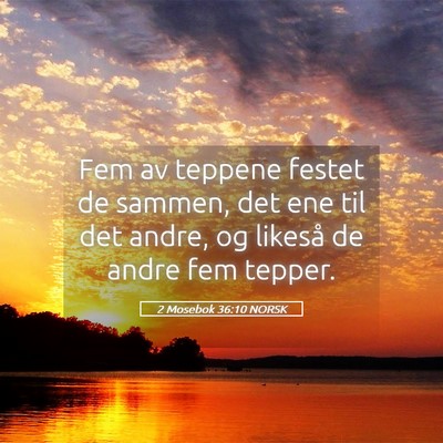 Picture 05 - 2 Mosebok 36:10 NORSK - Fem av teppene festet de sammen, det ene til det - Bible Verse Picture