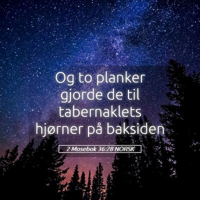 Picture 05 - 2 Mosebok 36:28 NORSK - Og to planker gjorde de til tabernaklets hjørner - Bible Verse Picture