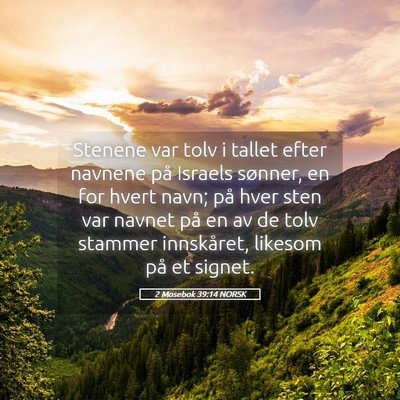 Picture 05 - 2 Mosebok 39:14 NORSK - Stenene var tolv i tallet efter navnene på - Bible Verse Picture