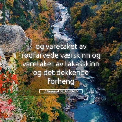 Picture 05 - 2 Mosebok 39:34 NORSK - og varetaket av rødfarvede værskinn og - Bible Verse Picture
