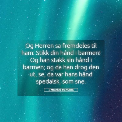 Picture 05 - 2 Mosebok 4:6 NORSK - Og Herren sa fremdeles til ham: Stikk din hånd i - Bible Verse Picture