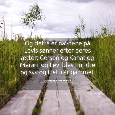 Picture 05 - 2 Mosebok 6:16 NORSK - Og dette er navnene på Levis sønner efter deres - Bible Verse Picture