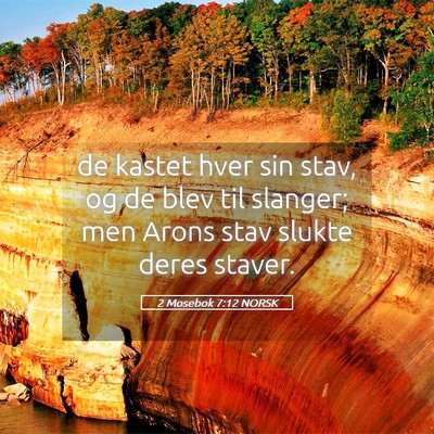 Picture 05 - 2 Mosebok 7:12 NORSK - de kastet hver sin stav, og de blev til slanger; - Bible Verse Picture