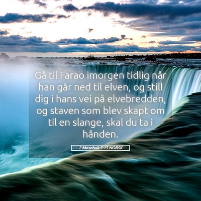 Picture 05 - 2 Mosebok 7:15 NORSK - Gå til Farao imorgen tidlig når han går ned - Bible Verse Picture