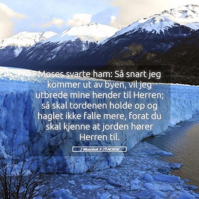 Picture 05 - 2 Mosebok 9:29 NORSK - Moses svarte ham: Så snart jeg kommer ut av - Bible Verse Picture