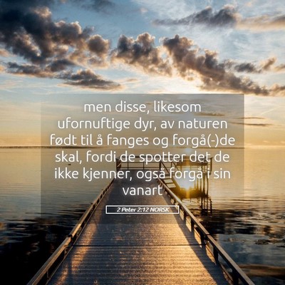 Picture 05 - 2 Peter 2:12 NORSK - men disse, likesom ufornuftige dyr, av naturen - Bible Verse Picture