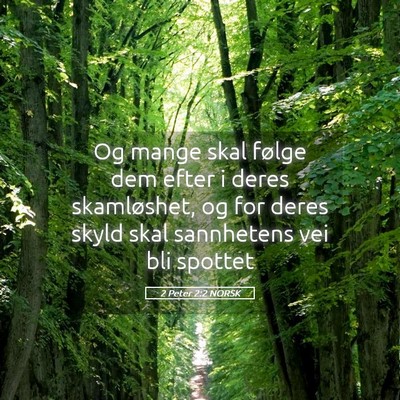 Picture 05 - 2 Peter 2:2 NORSK - Og mange skal følge dem efter i deres - Bible Verse Picture