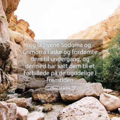 Picture 05 - 2 Peter 2:6 NORSK - og la byene Sodoma og Gomorra i aske og fordømte - Bible Verse Picture