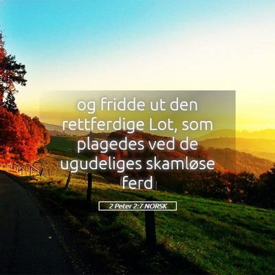 Picture 05 - 2 Peter 2:7 NORSK - og fridde ut den rettferdige Lot, som plagedes - Bible Verse Picture