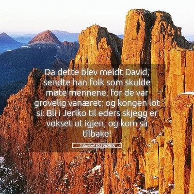 Picture 05 - 2 Samuel 10:5 NORSK - Da dette blev meldt David, sendte han folk som - Bible Verse Picture