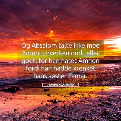 Picture 05 - 2 Samuel 13:22 NORSK - Og Absalom talte ikke med Amnon, hverken ondt - Bible Verse Picture