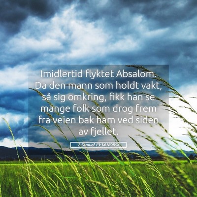 Picture 05 - 2 Samuel 13:34 NORSK - Imidlertid flyktet Absalom. Da den mann som holdt - Bible Verse Picture
