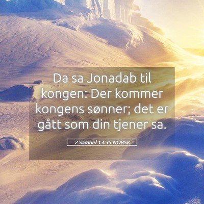 Picture 05 - 2 Samuel 13:35 NORSK - Da sa Jonadab til kongen: Der kommer kongens - Bible Verse Picture