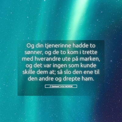 Picture 05 - 2 Samuel 14:6 NORSK - Og din tjenerinne hadde to sønner, og de to kom - Bible Verse Picture