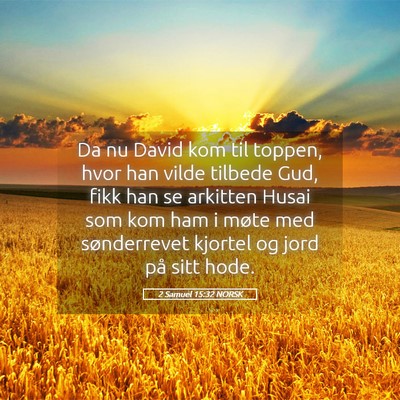 Picture 05 - 2 Samuel 15:32 NORSK - Da nu David kom til toppen, hvor han vilde - Bible Verse Picture