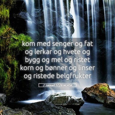 Picture 05 - 2 Samuel 17:28 NORSK - kom med senger og fat og lerkar og hvete og bygg - Bible Verse Picture