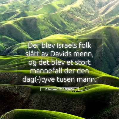 Picture 05 - 2 Samuel 18:7 NORSK - Der blev Israels folk slått av Davids menn, og - Bible Verse Picture