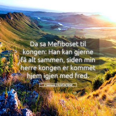 Picture 05 - 2 Samuel 19:30 NORSK - Da sa Mefiboset til kongen: Han kan gjerne få - Bible Verse Picture