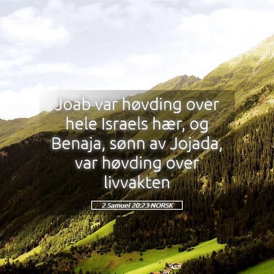 Picture 05 - 2 Samuel 20:23 NORSK - Joab var høvding over hele Israels hær, og - Bible Verse Picture