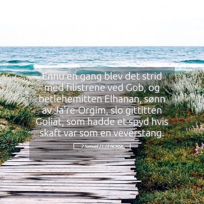 Picture 05 - 2 Samuel 21:19 NORSK - Ennu en gang blev det strid med filistrene ved - Bible Verse Picture