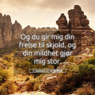 Picture 05 - 2 Samuel 22:36 NORSK - Og du gir mig din frelse til skjold, og din - Bible Verse Picture