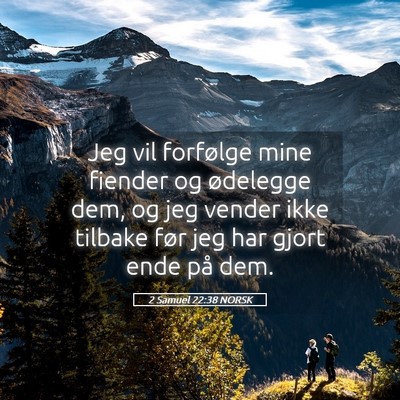 Picture 05 - 2 Samuel 22:38 NORSK - Jeg vil forfølge mine fiender og ødelegge dem, - Bible Verse Picture