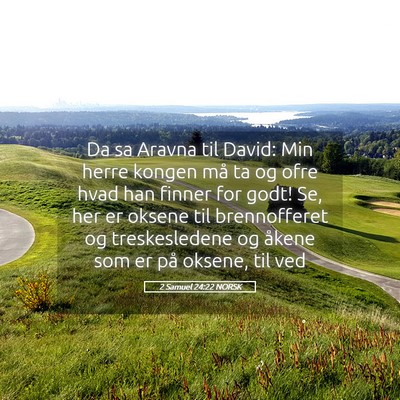 Picture 05 - 2 Samuel 24:22 NORSK - Da sa Aravna til David: Min herre kongen må ta - Bible Verse Picture