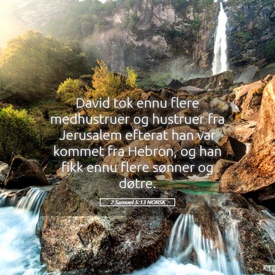 Picture 05 - 2 Samuel 5:13 NORSK - David tok ennu flere medhustruer og hustruer fra - Bible Verse Picture