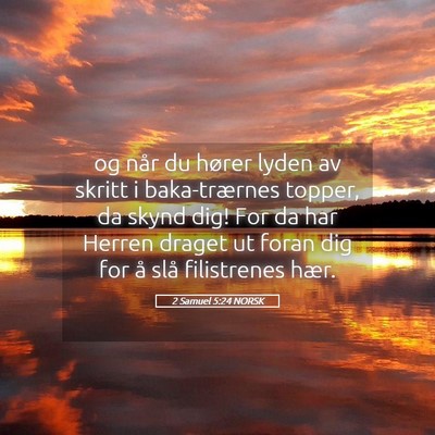 Picture 05 - 2 Samuel 5:24 NORSK - og når du hører lyden av skritt i baka-trærnes - Bible Verse Picture