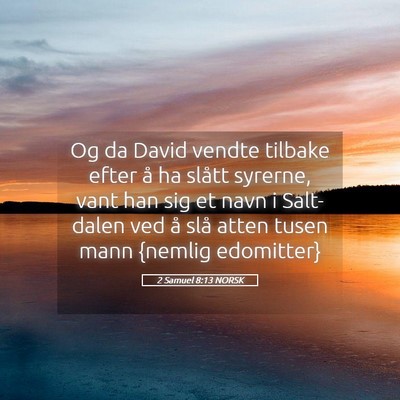 Picture 05 - 2 Samuel 8:13 NORSK - Og da David vendte tilbake efter å ha slått - Bible Verse Picture