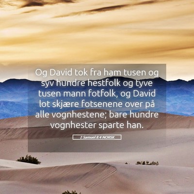 Picture 05 - 2 Samuel 8:4 NORSK - Og David tok fra ham tusen og syv hundre hestfolk - Bible Verse Picture