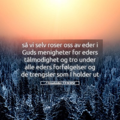 Picture 05 - 2 Tessaloniker 1:4 NORSK - så vi selv roser oss av eder i Guds menigheter - Bible Verse Picture