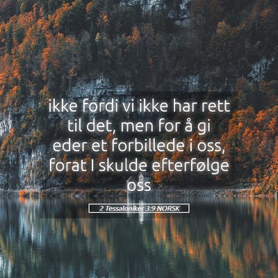 Picture 05 - 2 Tessaloniker 3:9 NORSK - ikke fordi vi ikke har rett til det, men for å - Bible Verse Picture