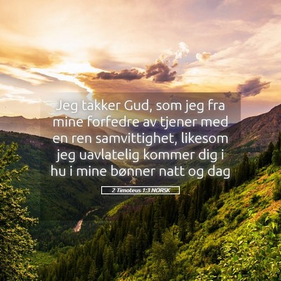 Picture 05 - 2 Timoteus 1:3 NORSK - Jeg takker Gud, som jeg fra mine forfedre av - Bible Verse Picture