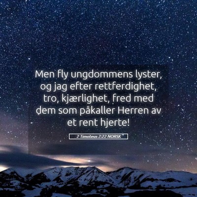 Picture 05 - 2 Timoteus 2:22 NORSK - Men fly ungdommens lyster, og jag efter - Bible Verse Picture