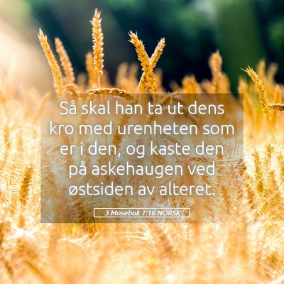 Picture 05 - 3 Mosebok 1:16 NORSK - Så skal han ta ut dens kro med urenheten som er - Bible Verse Picture
