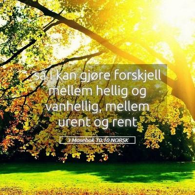 Picture 05 - 3 Mosebok 10:10 NORSK - så I kan gjøre forskjell mellem hellig og - Bible Verse Picture