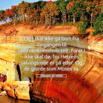 Picture 05 - 3 Mosebok 10:7 NORSK - Og I skal ikke gå bort fra inngangen til - Bible Verse Picture